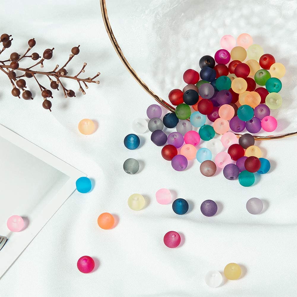 1560pcs 6mm Frosted Glass Beads Candy Color for Bracelets Making
