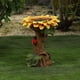 thumbnail image 1 of Hermoso bebedero para pájaros con forma de girasol, color marrón, con pedestal para exteriores., 1 of 7