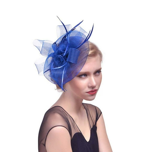 Women Lady Feather Top Hat fascinators Girls hair Feather Flower Mesh Fascinators Wedding Girls Headwear Hairpin
