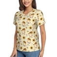 thumbnail image 2 of Vsdgher Watercolor Bee Honey Honeycomb Bee Women Shirts V Neck Short Sleeve Tops T-Shirt Basic Tees, S to 3XLX-Large, 2 of 5