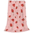 thumbnail image 2 of Fotbe Cute Strawberry C Manta de Franela Acolchonada con Estampado, Súper Suave y Esponjosa, Extra Grande para Sofá, Cama, Uso Todo el Año-50"x40", 2 of 7