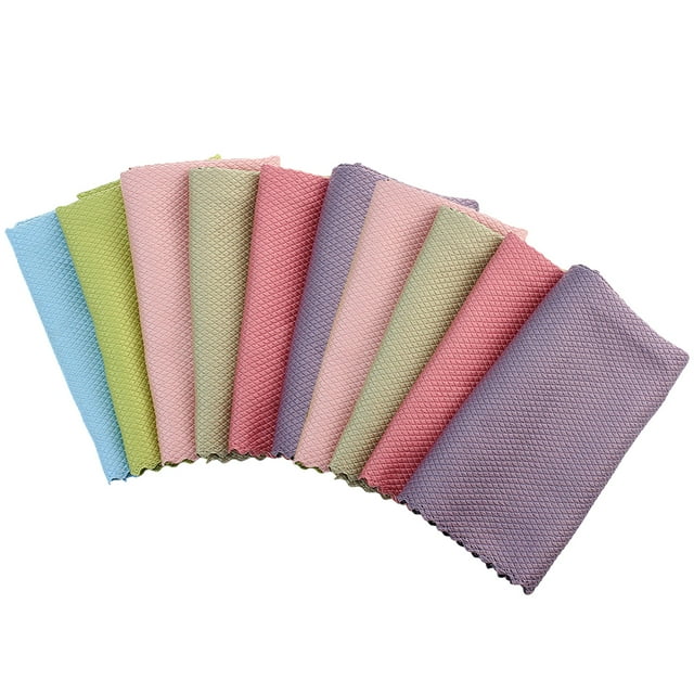 KAKOWELY 10 Pcs Multi-functional Cleaning Towels Dish Towels Duster Clothes (random Color),9.84X"X9.84"X0.12"