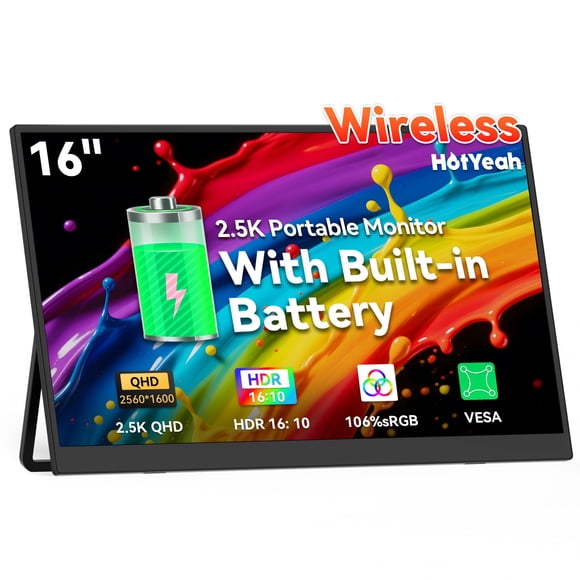 Monitor portátil HotYeah de 16" 2.5K inalámbrico con batería
