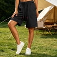 thumbnail image 4 of Tqcoqu Elastic Drawstring Waist Bermuda Shorts for Women,Loose Fit Summer Casual Shorts with Big Patch Pocket,Black Women's M-XXXXL, 4 of 6