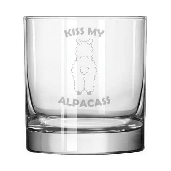 11 oz Rocks Whiskey Old Fashioned Glass Kiss My Alpacass Funny Alpaca Lllama Gift