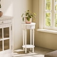 thumbnail image 3 of FOROUTIA Tall End Table Set of 2,Rustic Round Side Tables with Drawer and Shelf for Bedroom,Living Room,Space Saving, 3 of 7
