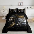 thumbnail image 2 of Feelyou Tribal Black Princess Queen Comforter Set, Wildlife Lion King Bedding Sets, Southwestern Bohemian Style Reversible Bedding Comforter Set, Microfiber Bedroom Decor, 3pcs, 2 of 8
