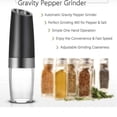 thumbnail image 5 of Wovilon Gravity Electric Pepper and Salt Grinder Set, Adjustable Coarseness, Battery Powered with Led Light, One Hand Automatic Operation, Stainless Steel Black, 5 of 9