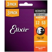 Elixir Strings Acoustic Guitar Strings, 80, Bronze, 0.05 Pounds, 0.6, 3 Pack