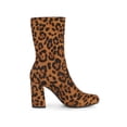 thumbnail image 3 of Unique Bargains Women's Rounded Toe Block Heel Foldable Ankle Boots Leopard US 7.5, 3 of 7