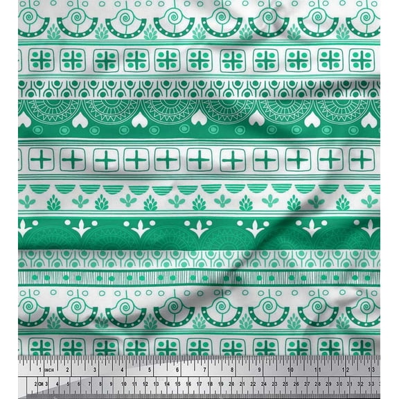 Soimoi Cotton Duck Fabric Square & Semi Mandala Ethnic Print Fabric by the Yard 42 Inch Wide