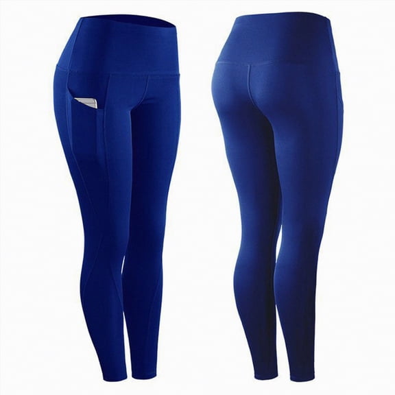 UngA Women's High Waisted Tummy Control Yoga Pants with Pockets Athletic Leggings for Women Blue,S
