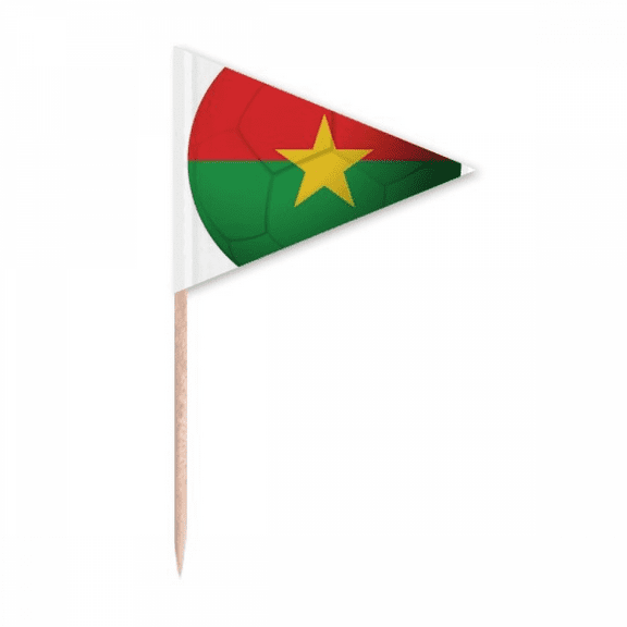 Burkina Faso National Flag Football Toothpick Triangle Cupcake Toppers Flag