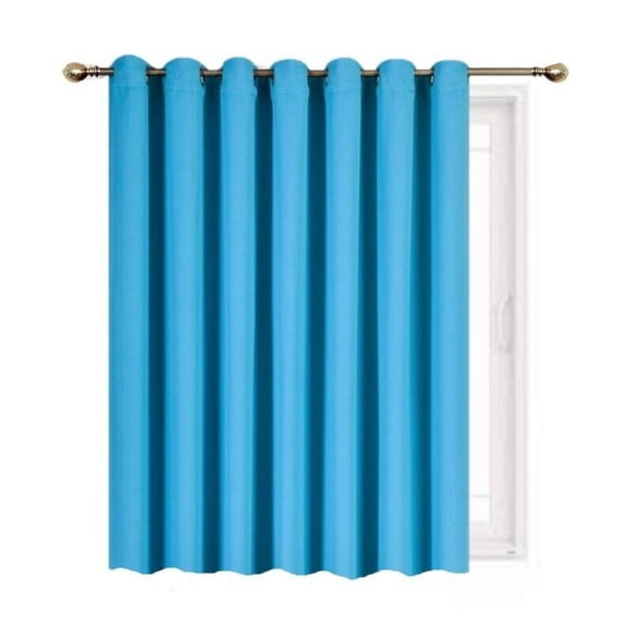 Gorgeous Home Linen Window Thermal Large Curtain for Sliding Door Blackout Panel for Patio & Hall Room Silver Grommets Aqua Blue 1pc 100"x 84" Each