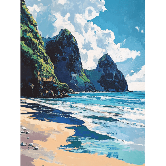 Coastal Cliff Beach Canvas Art Print,Suitable for Living Room,Bedroom,Office,Bathroom,Hotel Decoration.