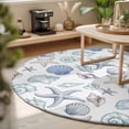 thumbnail image 3 of Round Area Rugs 6Ft, Coastal Nautical Non-Slip Washable Circle Rugs Carpet, Watercolor Beach Shell Starfish Conch Summer Indoor Outdoor Rug Floor Mats Throw Runner for Bedroom Living Room Bathroom, 3 of 8