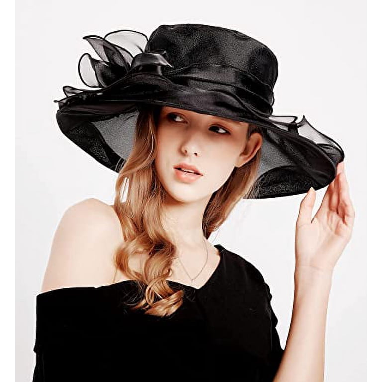 Women Church Hats Organza Tea Hats,Fascinator Bridal Tea 