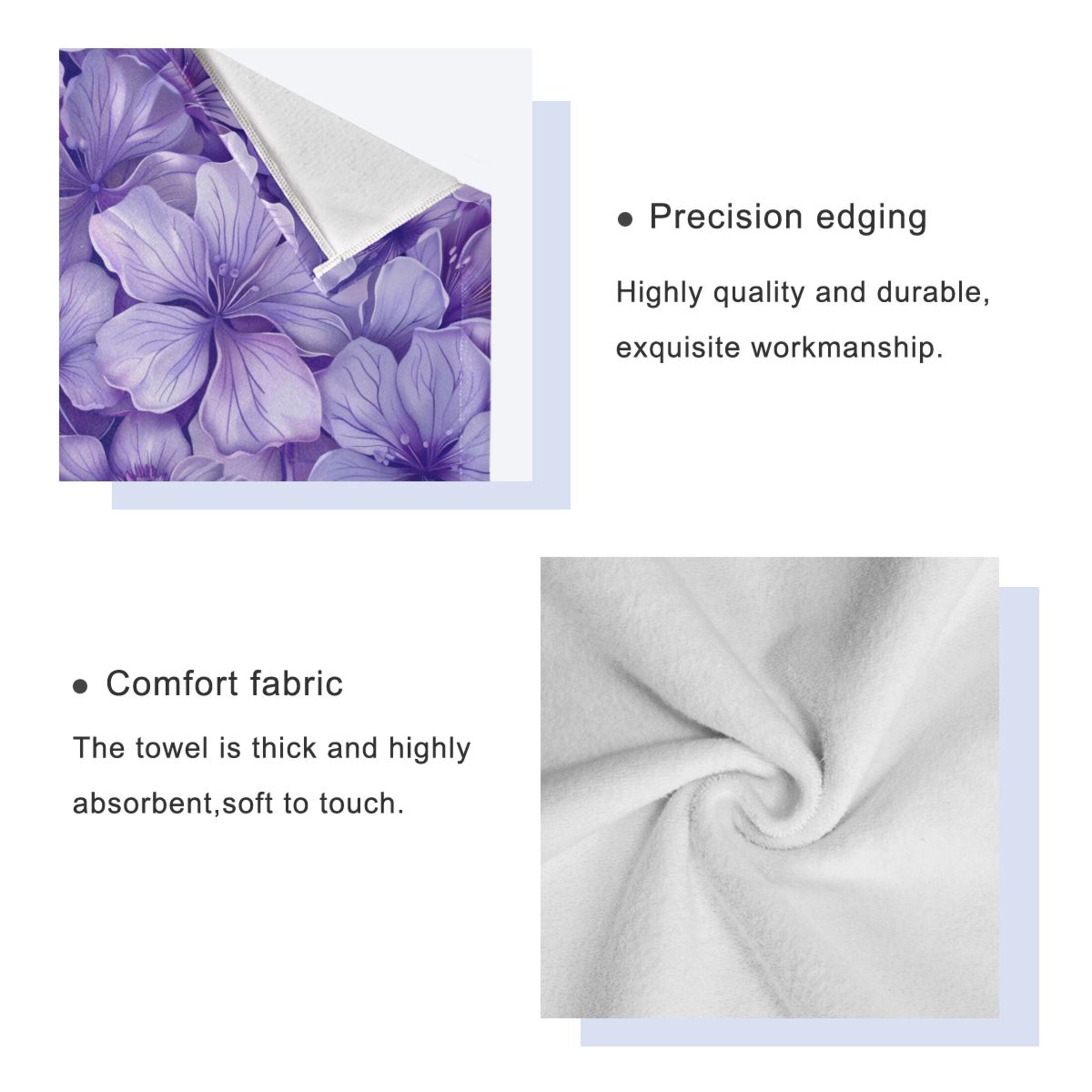 Three-Piece Towel Set Face Towel Towel Set Hand Towel Bath Towel Cotton Bath Towels Bath Towel Sets Hand Bath Towels Light Purple Flowers