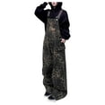 thumbnail image 3 of Women's Jumpsuits Ladies Retro Street Style Leopard Print Pocket Leisure Loose Fit Wide Leg Overalls Womens Romper Coffee L, 3 of 7