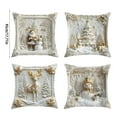 thumbnail image 3 of YaoZQ Set of 4 White and Gold Christmas Pillow Covers,3D Plush Flannel,18x18 Inch,Decorative Throw Cushion Case for Couch Sofa Winter Holiday Decor, 3 of 7