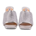 thumbnail image 2 of Ninety Union Lady Couture Fireball Jeweled Metallic Heel Slide, Silver, 9, 2 of 5