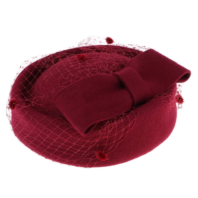 Vintage Fascinator Hat Pillbox Hat Sombrero de bombín Sombrero de invierno para mujer borgoña Zulema sombrerero sombrero fascinador mujeres