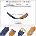 thumbnail image 2 of 22mm Blue Ostrich Watch Band Men Quick Release Replacement Leather Strap Extra Soft Handmade Wristband Stainless Steel Gold Buckle Father's Day Gift for Dad Son Husband, 2 of 7