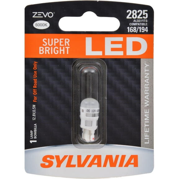 Sylvania 2825 WHITE ZEVO LED Mini, 1 pack, Compatible with Multiple Cars, Compatible with Multiple Cars