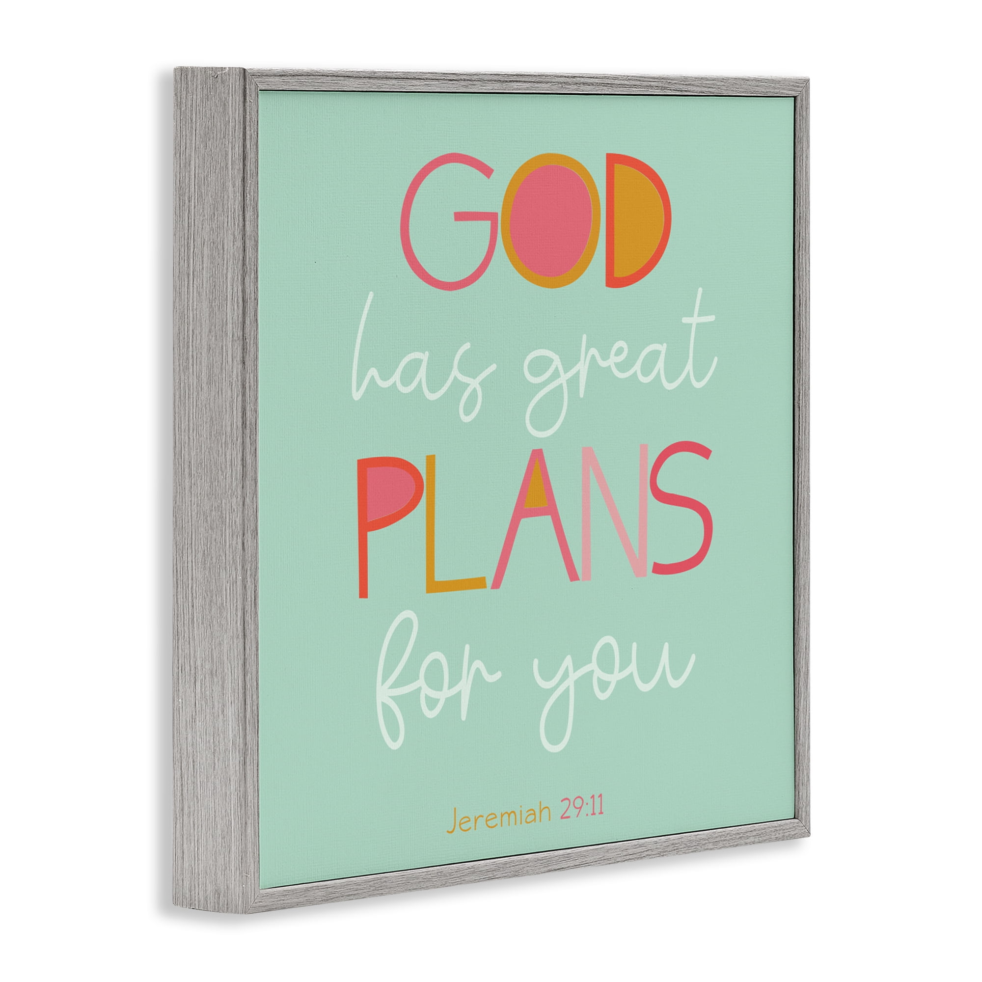 Stupell Industries Green God's Plans For You Gray Framed Giclee Art, design by SD Graphics Studio