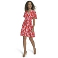 thumbnail image 2 of Falling Flowers Women's Floral V-Neck Flutter Sleeve Fit & Flare Dress, Sizes XS-XL, 2 of 6