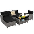 thumbnail image 2 of Costway 4 PCS Patio Rattan Furniture Set Sofa Ottoman Cushion Garden Deck Black, 2 of 10