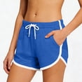 thumbnail image 3 of Tsesme 3pc Athletic Shorts for Women Elastic Waist Drawstring Lightweight Running Shorts 2026 Summer Workout Yoga Shorts with Pockets ,Blue,3XL, 3 of 7