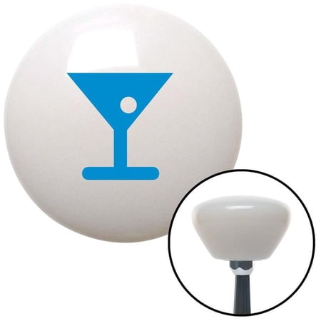 American Shifter Blue Martini Glass with Olive White Retro Shift Knob with M16 x 1.5 Insert Shifter