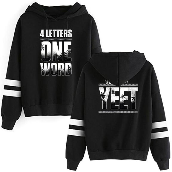 Jey Uso Four Letters One Word Hoodies Pocketless Parallel Bars Sleeve Streetwear