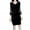 Black, variant on OSOLU Dresses Solid Color Women Fashion Autumn V-Neck Velvet Splicing Knee Length Half Sleeve Dress Cozy Sundress Wedding Guest Dress