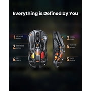 GravaStar Mercury M2 Wireless Gaming Mouse with 26,000 DPI, PAW3395DM Sensor -79g Lightweight Hollowed-Out Design -5 Programmable Buttons -5 Dynamic Lightsync RGB - Stealth Black