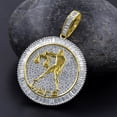 thumbnail image 2 of 14K Yellow Gold Finish Baguette/Round Cut Simulated Diamond Libra Scales Zodiac Sign Astrology Horoscope Round Pendant Charm 2'', 2 of 4