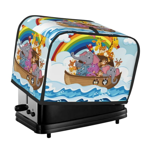 Vsdgher Rainbow Animals on Noah's Ark 2 Slice Toaster Cover, Appliance Covers Toaster Cover Fits for Most Standard 2 slice Toasters