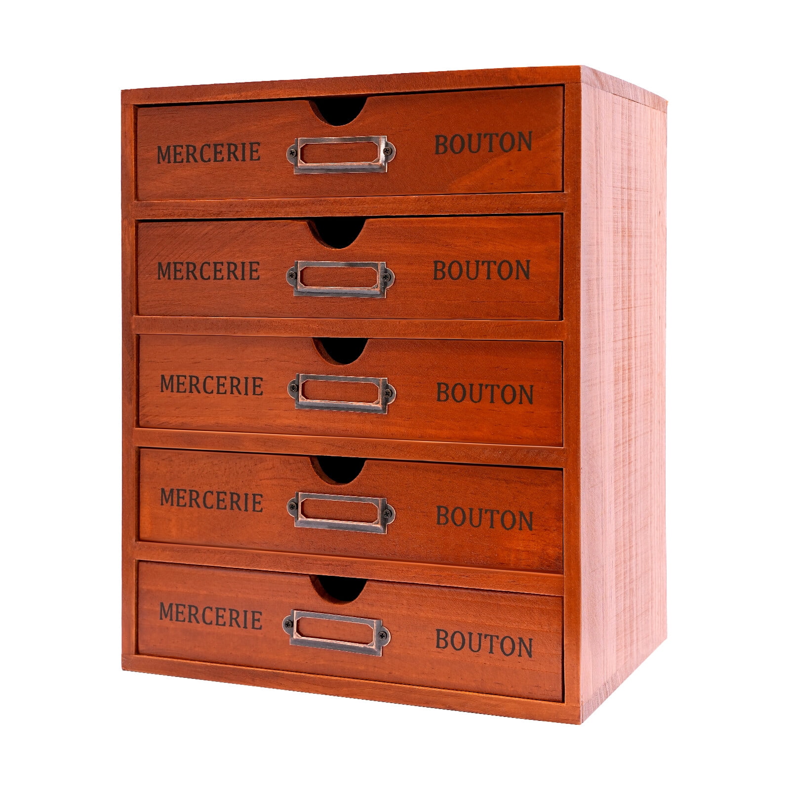 ToppiJoy 5-Drawer Wooden Desk Organizer, Storage Drawers, Vintage Shelf Drawer, for Cosmetics, Hair Care, Bathroom, Dorm, Desk, Office