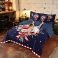 thumbnail image 4 of Manfei Watercolor Floral Bouquet King Bedding, US Flag Stars King Bed in a Bag, Red White Blue, Navy Reversible 7pcs, 4 of 6