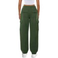 thumbnail image 4 of Arvbitana Women's Loose Sweatpants Solid Color Elastic High Waist Cargo Pants Casual Workout Trousers with Pockets Streetwear, 4 of 5