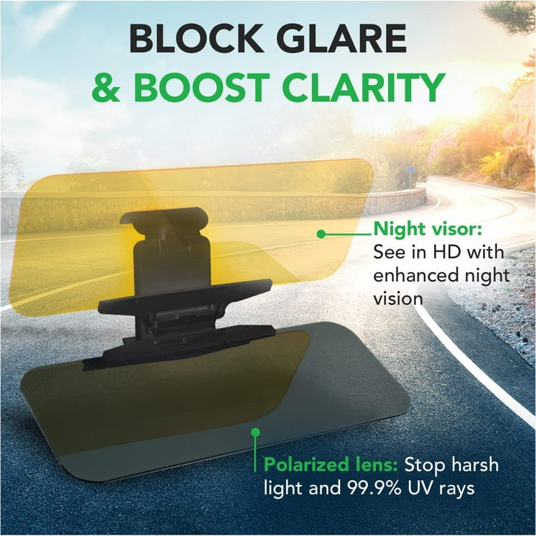 Automend Pro Polarized Car Visor - Anti-Glare Day and Night Polarized Sun Visor for Car Blocks UV Rays and Heavy Sunlight
