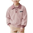 thumbnail image 2 of Cethrio Kids Boys Polo Shirts, Casual Pullover Stripe Long Sleeve Spring Fall Tops Purple Size 2-3T, 2 of 8