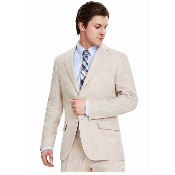 Tommy Hilfiger Mens Modern fit Sport Coat Blazer 36 S Beige Solid Linen