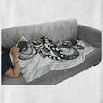 thumbnail image 6 of Tiger Soft Flannel Fleece Throw Blanket, Tattoo Style Scene of 2 Animals Struggling Long Snake with Sublime Large Cat, Cozy Plush for Indoor and Outdoor Use, 50" x 60", Black and White, by Ambesonne, 6 of 6