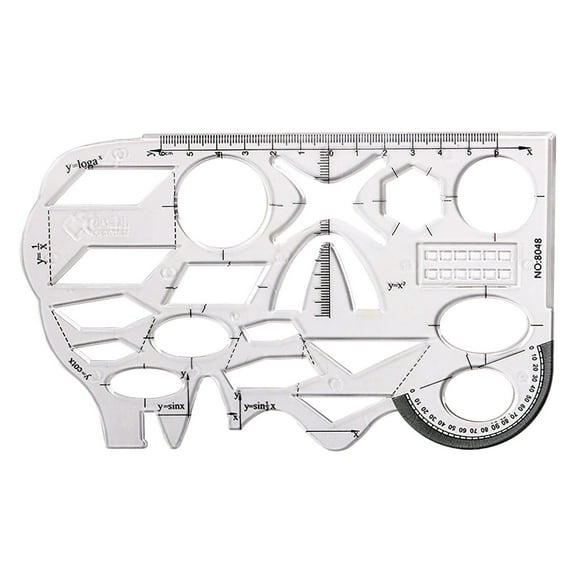 Multifunction Student Math Geometry Drawing Tool Set with Ruler Protractor Stencil