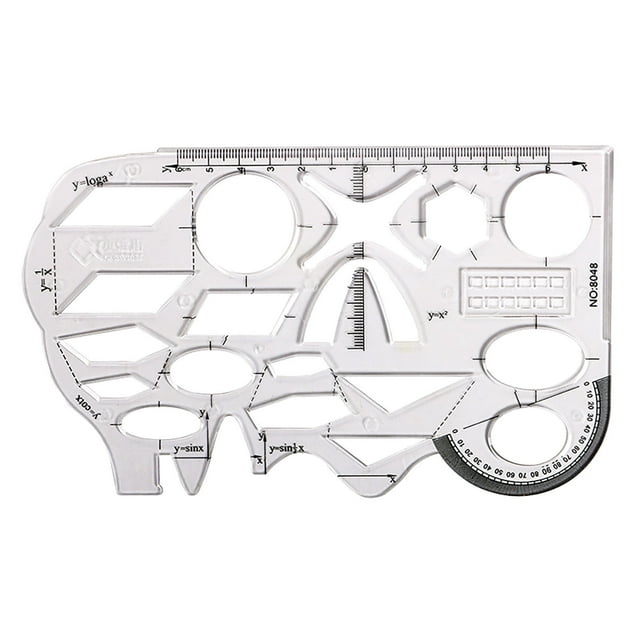 JASKFLY Règle 1 Pack Multifonctionnelle Étudiant Règle Mathématique Modèle de Dessin Géométrique 7.6x4.5 Pouces Outil en Plastique PVC, Outils/bureau/pvc, comme Montré