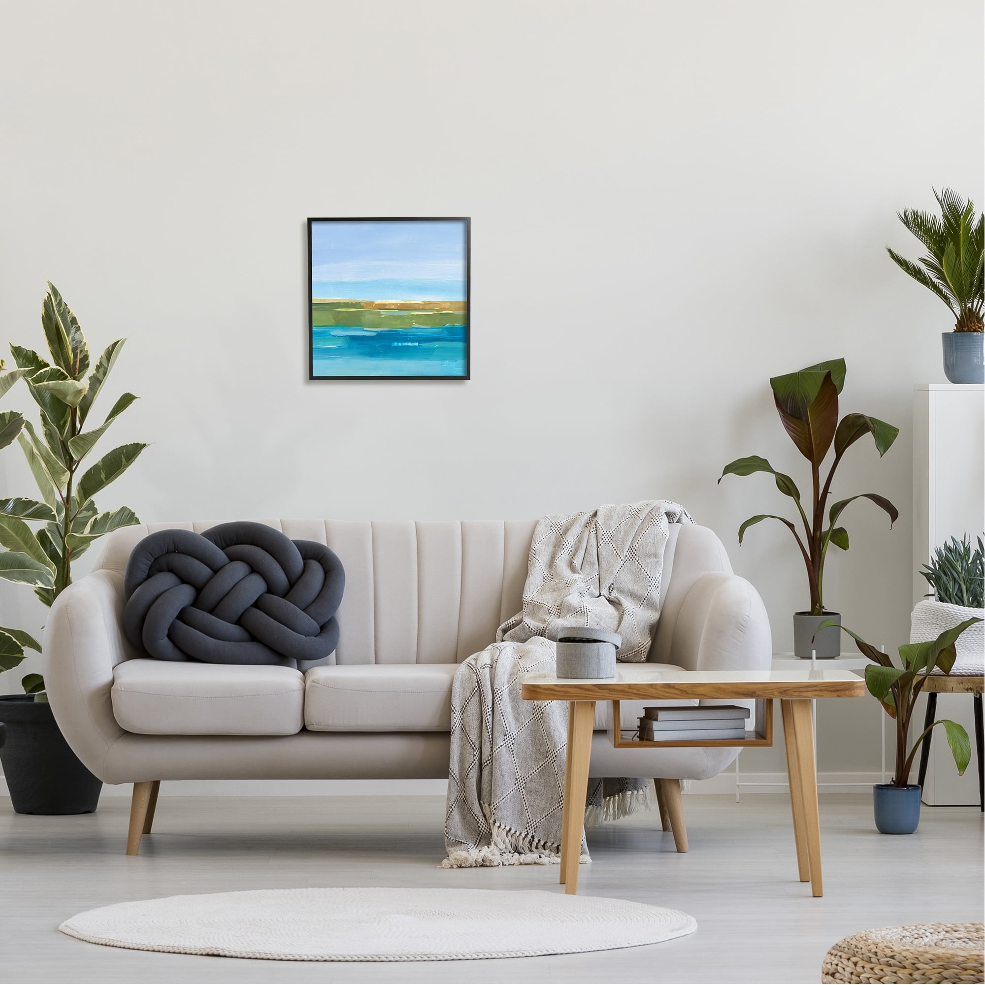 Stupell Industries Abstract Lake Scenery Abstract Painting Black Framed Art Print Wall Art, 17 x 17