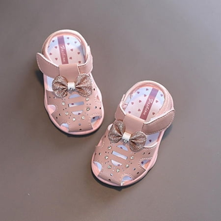 

Infant Baby Girl Casual Sandals Princess Flats Summer Outdoor Beach Shoes Breathable Soft Anti Slip Rubber Sole Newborn Toddler Pre Walker First Walking Shoes