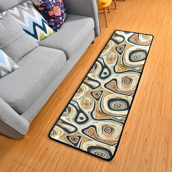 Dailycode Hallway Runner Rug 2x6 Non Slip Absorbent Soft Floor Mat for Home Kitchen Bedroom Entrance Abstract Boho Curves